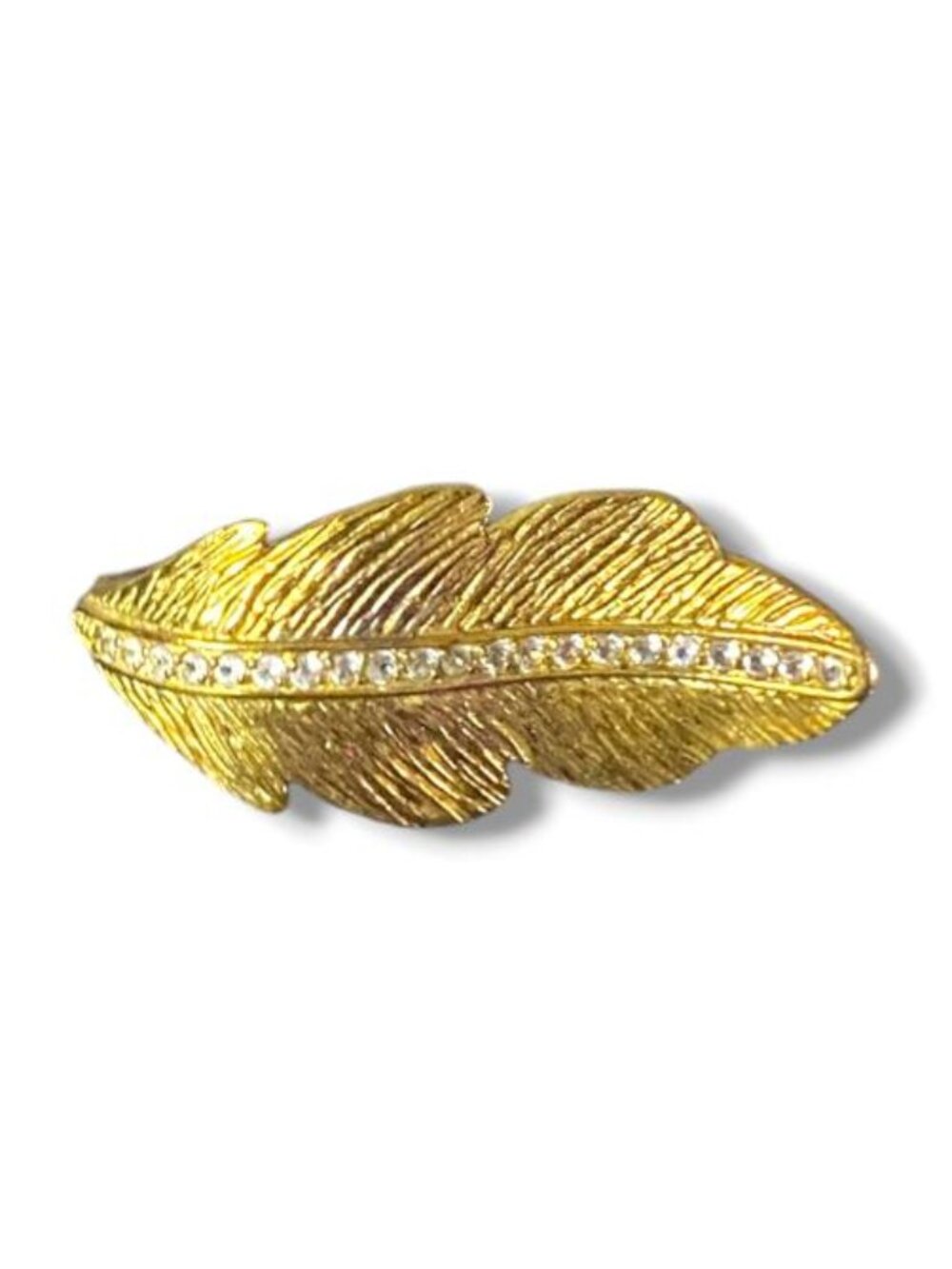 ELEGANT SIGNED GSJ .925 SILVER RING GOLD PLATED LEAF CUBIC ZIRCONIA SIZE 7